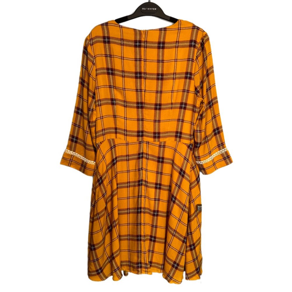 NWT Voodoo Vixen Harley Dress Size XL Yellow Plaid Embroidered Cottagecore FLAW - Picture 4 of 16